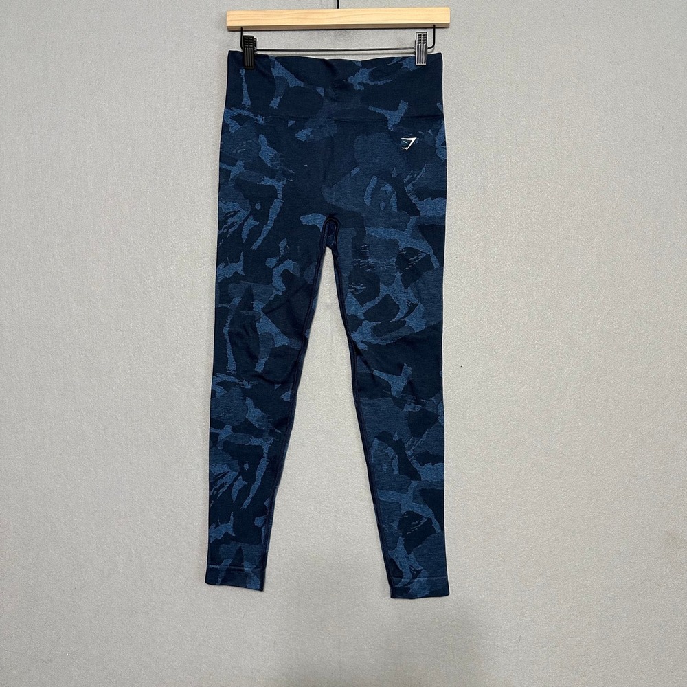 Gymshark Adapt Camo Seamless Leggings Navy‎ Blue Scrunch Butt High Waist Large